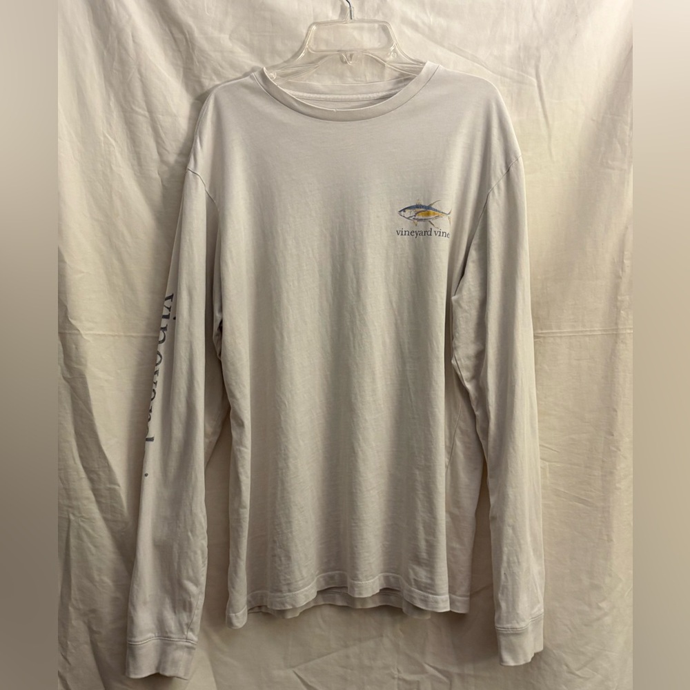 Vineyard Vines Shirt Adult Large White Tuna Logo Long Sleeve Mens